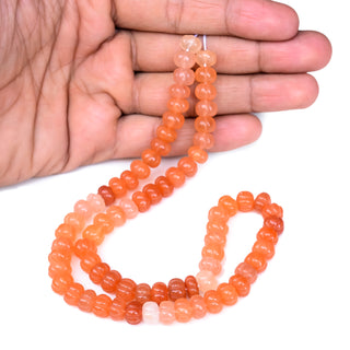 Natural Orange Moonstone Carved Melon Beads, 9mm Moonstone Pumpkin Gemstone Beads/Rondelles For Jewelry Making, 9 Inch Strand, GDS2280