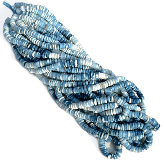 Natural Peruvian Blue Opal Shaded Smooth Tyre Rondelle Beads, 6.5mm Blue Opal Loose Gemstone Beads Loose, 16 Inch Strand, GDS2278/9