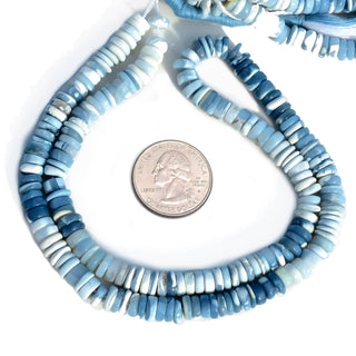 Natural Peruvian Blue Opal Shaded Smooth Tyre Rondelle Beads, 6.5mm Blue Opal Loose Gemstone Beads Loose, 16 Inch Strand, GDS2278/9