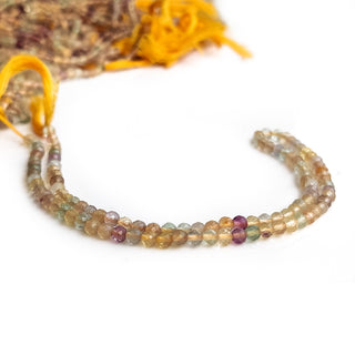 Natural Fluorite Faceted Rondelles Shape Beads For Jewelry Making, 3.5mm Fluorite Gemstone, 12.5 Inch Strand, GDE15