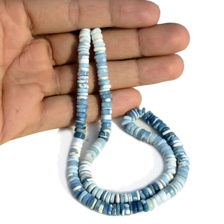 Natural Peruvian Blue Opal Shaded Smooth Tyre Rondelle Beads, 6.5mm Blue Opal Loose Gemstone Beads Loose, 16 Inch Strand, GDS2278/9