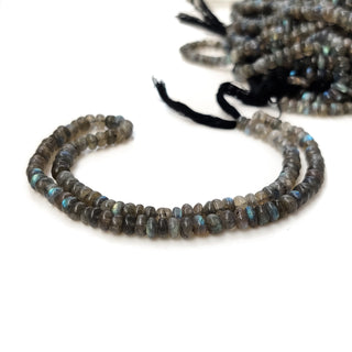 Natural Labradorite Smooth Rondelle Beads, 6mm to 7mm Plain Gemstone Labradorite Jewelry, 15 Inch Strand, GDE16