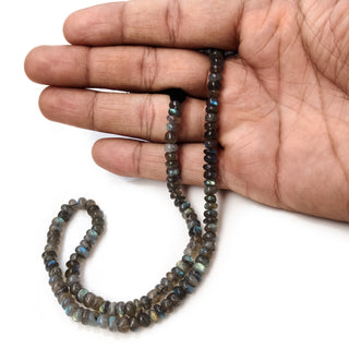 Natural Labradorite Smooth Rondelle Beads, 6mm to 7mm Plain Gemstone Labradorite Jewelry, 15 Inch Strand, GDE16