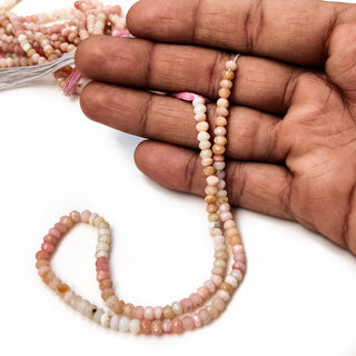 Natural Pink Opal Shaded Faceted Rondelles Beads, 4.5mm Opal Gemstone For Making Jewelry, 13 Inch Strand, GDE18