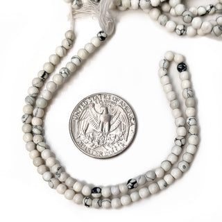 Natural Howlite Smooth Round Gemstone beads 4mm Howlite For Making Jewelry 12 Inch Strand GDE20 - Rondelles Ovals &