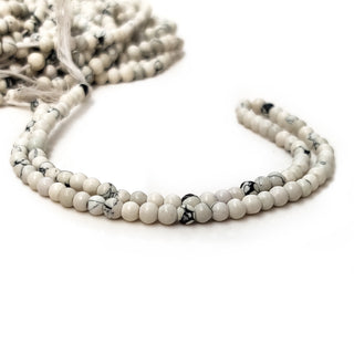 Natural Howlite Smooth Round Gemstone beads 4mm Howlite For Making Jewelry 12 Inch Strand GDE20 - Rondelles Ovals &