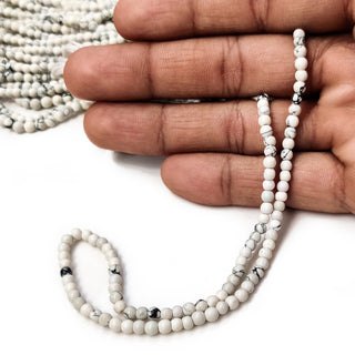 Natural Howlite Smooth Round Gemstone beads 4mm Howlite For Making Jewelry 12 Inch Strand GDE20 - Rondelles Ovals &