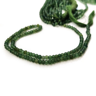 Natural Dark Green Faceted Vessonite Rondelle Beads, Vesuvianite 3.5mm to 4mm Gemstone Beads, 13.5 Inch Strand, GDE21