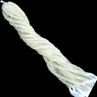 Natural White Moonstone Faceted Tyre Rondelle Beads, 5mm To 5.5mm Rainbow Moonstone Round Gemstone Beads, 10 Inch Strand, GDS2278/12