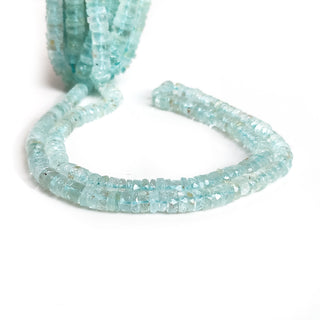 Natural Aqua Blue Faceted Aquamarine Beads, 5.5-6mm Tyre Shaped Gemstone Rondelle for Jewelry, 15 Inch Strand, GDE2