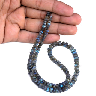 Natural Labradorite Carved Melon Beads, 5mm to 7mm Blue Labradorite Melon Pumpkin Gemstone Beads, Jewelry Making, 9 Inch Strand, GDS2280/17