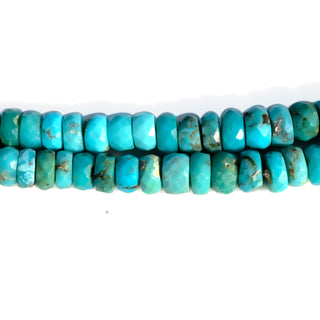 Natural Arizona Turquoise Faceted Rondelle Beads, Sizes 5-7mm/5-8mm Turquoise Gemstone Beads Loose For Jewelry, 16 Inch Strand, GDS2278/13