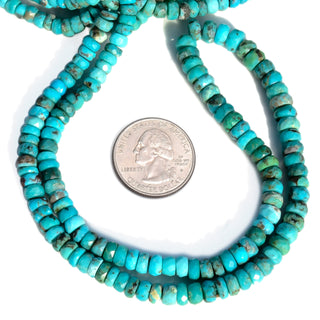 Natural Arizona Turquoise Faceted Rondelle Beads, Sizes 5-7mm/5-8mm Turquoise Gemstone Beads Loose For Jewelry, 16 Inch Strand, GDS2278/13