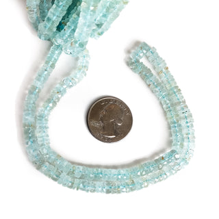 Natural Aqua Blue Faceted Aquamarine Beads, 5.5-6mm Tyre Shaped Gemstone Rondelle for Jewelry, 15 Inch Strand, GDE2