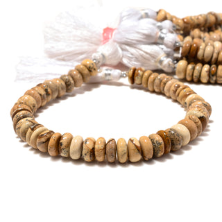 Natural Picture Jasper Smooth Rondelles Beads, 7.5-8mm/8.5-9mm Brown Picture Jasper Gemstone Beads, 8 Inch Strand, GDS2191