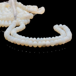 Natural White Opal Plain Smooth Rondelle Beads, 9mm White Opal Rondelle Gemstone Beads, 16 Inch Strand, GDS2180