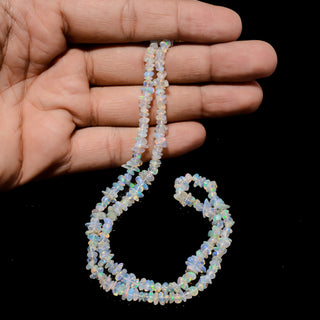 Natural Blue/White Ethiopian Opal Smooth Gemstone Beads, 2.5-5mm/3-8mm Ethiopian Opal Beads, 17 Inch Strand, GDS2221