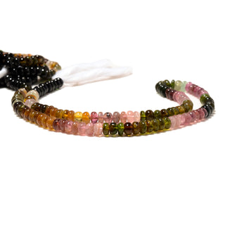 Natural Multi Tourmaline Rondelle Beads, 3.5mm/5mm Smooth Pink/Green/Brown/Black Tourmaline Gemstone Rondelle Beads, 14 Inch Strand, GDS2207