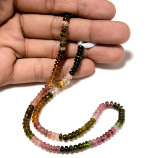 Natural Multi Tourmaline Rondelle Beads, 3.5mm/5mm Smooth Pink/Green/Brown/Black Tourmaline Gemstone Rondelle Beads, 14 Inch Strand, GDS2207