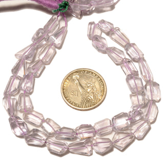 Pink Fancy Shaped Amethyst Step Cut Tumble Beads, 10mm to 15mm/8mm to 10mm Amethyst Gemstone Beads, 16 Inch Strand, GDS2194