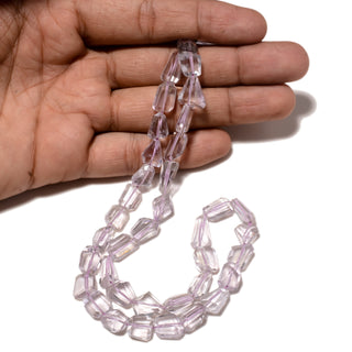 Pink Fancy Shaped Amethyst Step Cut Tumble Beads, 10mm to 15mm/8mm to 10mm Amethyst Gemstone Beads, 16 Inch Strand, GDS2194