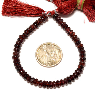 Natural Red Garnet Smooth Rondelle Beads, 6mm To 6.5mm Red Garnet Rondelle Gemstone Beads, 8 Inch Strand, GDS2209