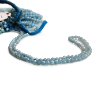 3.5mm Natural Milky Aqua Blue Faceted Rondelle Beads - Aqua Blue Round Beads, 12.5 Inch Strand, GDE86