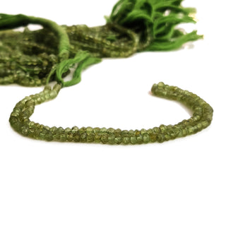 Natural Peridot Micro Faceted Rondelle Beads, 2.5mm to 3mm Green Peridot Gemstone For Jewelry, 13 Inch Strand, GDE89