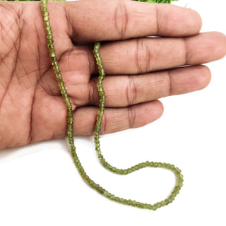 Natural Peridot Micro Faceted Rondelle Beads, 2.5mm to 3mm Green Peridot Gemstone For Jewelry, 13 Inch Strand, GDE89