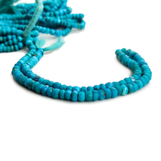 Natural Blue Howlite Turquoise Faceted Rondelle Beads – 4mm Gemstone, 13 Inch Strand for Jewelry Making, GDE90