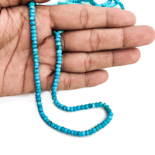 Natural Blue Howlite Turquoise Faceted Rondelle Beads – 4mm Gemstone, 13 Inch Strand for Jewelry Making, GDE90