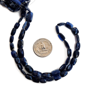 Natural Blue Kyanite Faceted Chewing Gum Shape Beads, 3.5mm Gemstone For Jewelry, 15 Inch Strand, GDE91