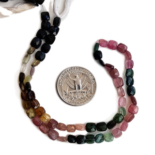 Natural Multi Tourmaline Faceted Square/Cushion Beads – 6mm Multi-Color Gemstones For Jewelry 15 Inch Strand GDE92