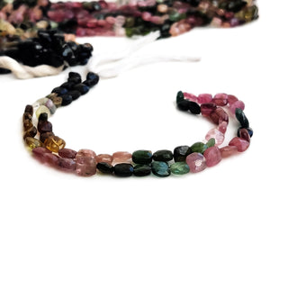 Natural Multi Tourmaline Faceted Square/Cushion Beads – 6mm Multi-Color Gemstones For Jewelry 15 Inch Strand GDE92