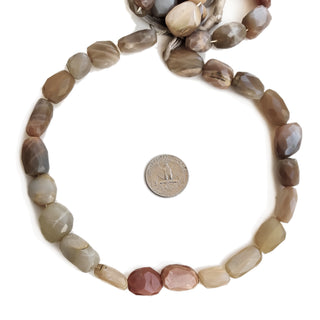 Multi Moonstone Faceted Tumble Beads, 10mm to 16mm Orange Grey White Moonstone Gemstones For Jewelry, 16 Inch Strand, GDE93