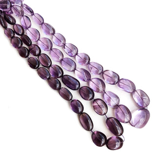Natural Amethyst Oval Shaped Smooth Tumble Beads, 4mm to 7mm Purple Amethyst Gemstone For Jewelry, 15 Inch Strand, GDE94