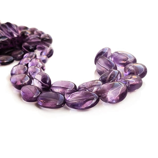 Natural Amethyst Oval Shaped Smooth Tumble Beads, 4mm to 7mm Purple Amethyst Gemstone For Jewelry, 15 Inch Strand, GDE94