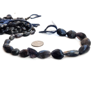 Natural Iolite Faceted Tumble Beads, 8mm To 14mm Blue Iolite Nugget Gemstone For Jewelry, 15 Inch Strand, GDE95