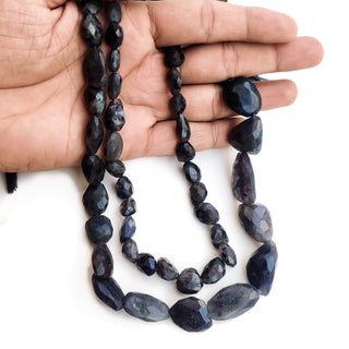Natural Iolite Faceted Tumble Beads, 8mm To 14mm Blue Iolite Nugget Gemstone For Jewelry, 15 Inch Strand, GDE95