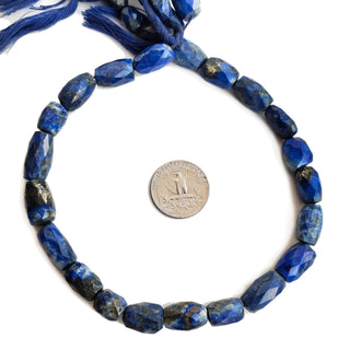 Natural Lapis Lazuli Straight Drill Faceted Drum Shaped Beads, 8mm to 11mm Lapis Lazuli Gemstone, 13 Inch Strand, GDE97