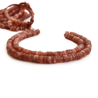 Natural Sunstone Tyre Shape Faceted Heishi Beads – 7mm to 8mm Sunstone Gemstone Beads, 16-Inch Strand, GDE98