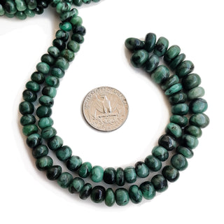 Natural Emerald Green Smooth Round Shape Rondelle Beads – 6mm to 11mm Green Emerald Shaded Gemstone Beads, 18 Inch Strand, GDE99