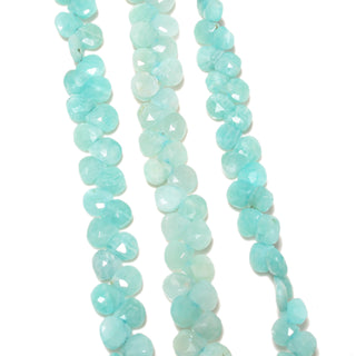 Natural Green Amazonite Heart Shaped Faceted Briolette Beads, 6mm to 7mm Green Amazonite Gemstone Beads, 8 Inch Strand, GDS2243