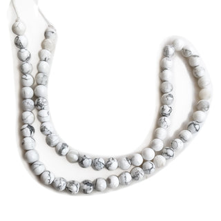 Natural Howlite Smooth Round Shaped Gemstone beads, 6.5mm Howlite For Making Jewelry, 15 Inch Strand, GDE101