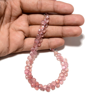 Natural Red Cherry Quartz Faceted Heart Briolette Beads, 5-6mm/6-7mm Cherry Quartz Heart Gemstone Beads, 8 Inch Strand, GDS2227