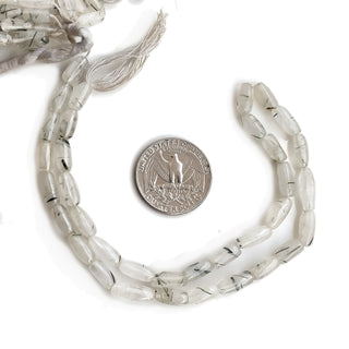 Natural Rutile Quartz Smooth Drum Shape Beads, 4.5mm Rutile Gemstone for Jewelry, 14 Inch Strand, GDE103