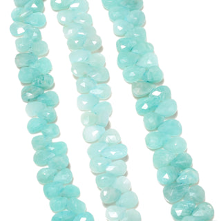 Natural Green Amazonite Pear Shaped Faceted Briolette Beads, 7-8mm/8-9mm Green Amazonite Gemstone Beads, 8 Inch Strand, GDS2244