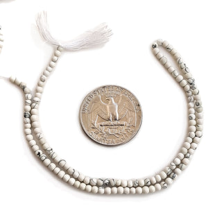 Natural Howlite Smooth Round Shape Gemstone beads, 2.5mm to 3mm Howlite For Making Jewelry, 12 Inch Strand, GDE104