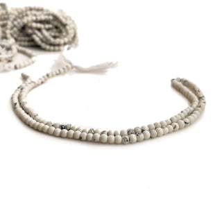 Natural Howlite Smooth Round Shape Gemstone beads, 2.5mm to 3mm Howlite For Making Jewelry, 12 Inch Strand, GDE104