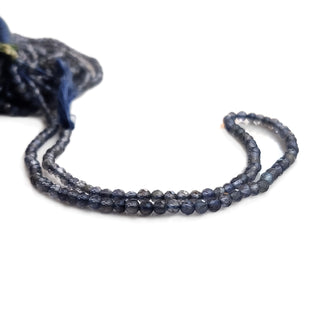 Natural Iolite Shaded Faceted Round Shape Rondelles Beads, 3mm Excellent Iolite Gemstone For Making Jewelry, 12.5 Inch Strand, GDE106